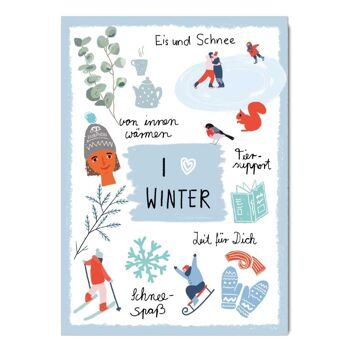 Série de cartes postales Make Your Day, j'aime l'hiver