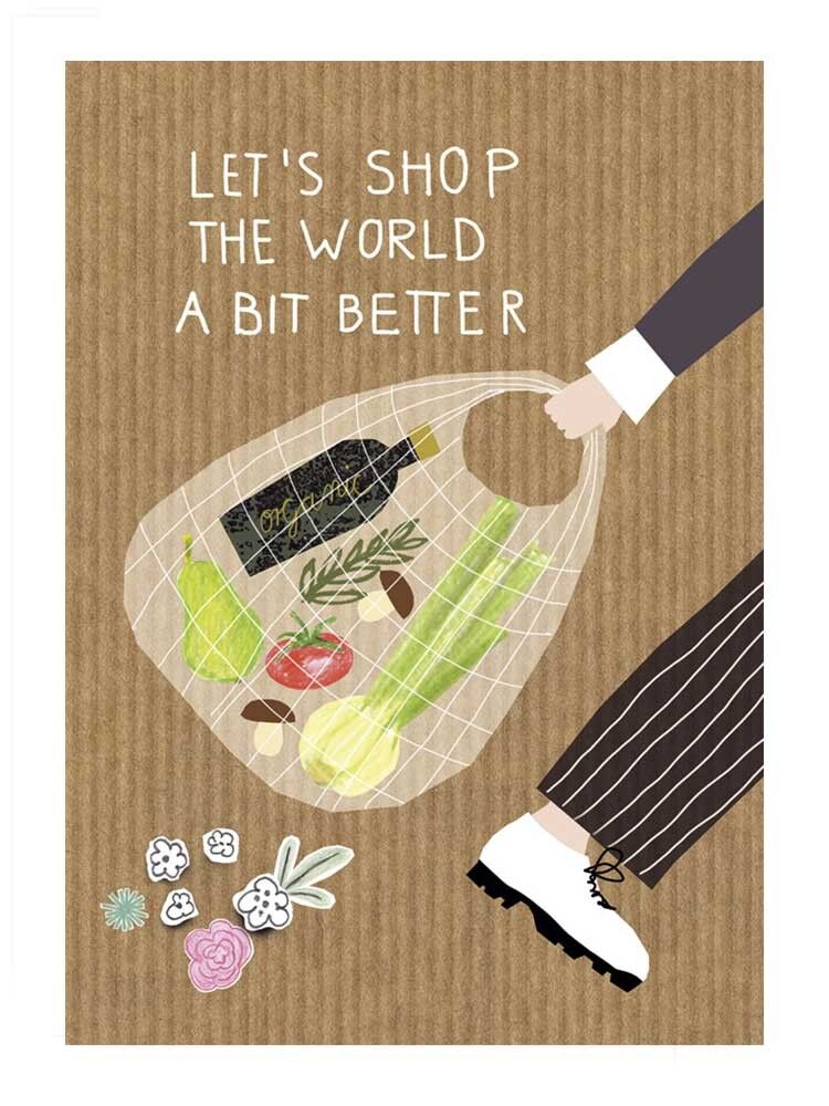 Carte postale Faisons un meilleur shopping dans le monde