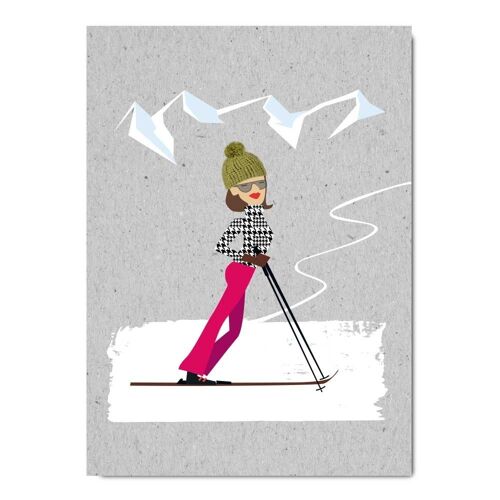 Postkarte Serie Graycode _ Skigirl