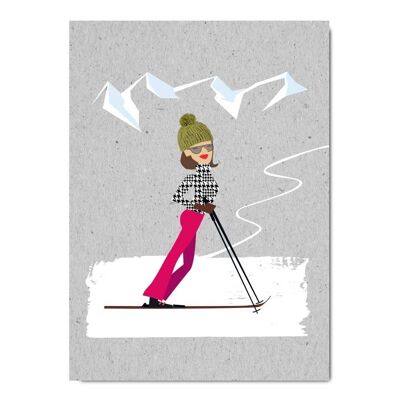Postkarte Serie Graycode _ Skigirl