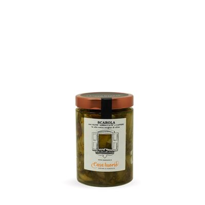 Escarole mit "gequetschten" (zerkleinerten) Oliven und Kapern - 500 g