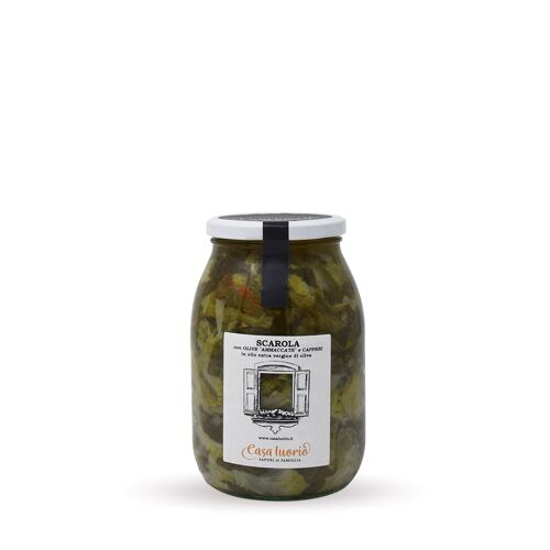 Scarola con Olive "Ammaccate" (schiacciate) e Capperi - 1000 g