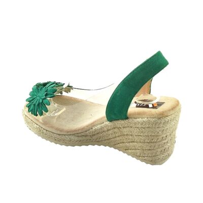 Sandalo donna verde sparto con zeppa - Confezione 6 taglie