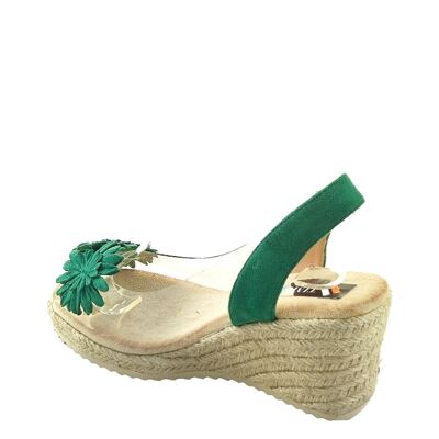 Sandalo donna verde sparto con zeppa - Confezione 6 taglie