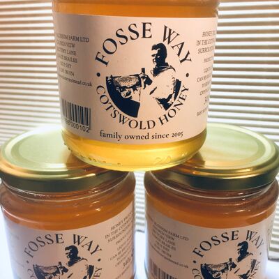3 X 340g Glass Jars of Cotswold Runny Honey