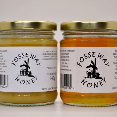 Fosse Way Cotswold Honey in Glass Jars 4 x 340g runny and 4 x 340g