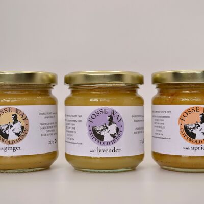 Cotswold Set Honey - 3 x 227g Jar Pack . Lavender. Apricot. Ginger