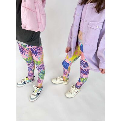 Legging en coton pour enfants dahlias fous