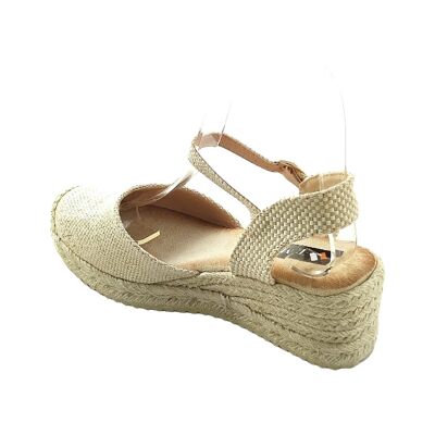 Sandalo donna sparto beige con zeppa - Confezione 6 taglie