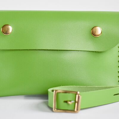 Leather bag craft kit, belt bag, lime