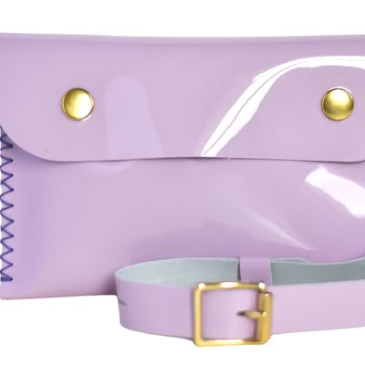Leather bag craft kit, belt bag, lilac patent