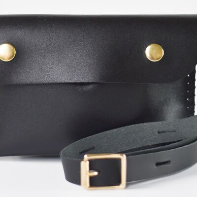 Leather bag craft kit, belt bag, black
