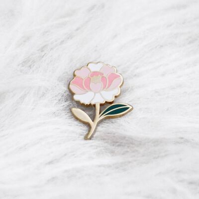 Peony enamel pin