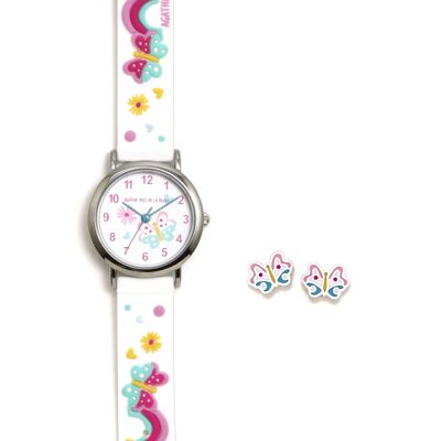 WHITE BUTTERFLY FANTASY CLOCK + 029ROS