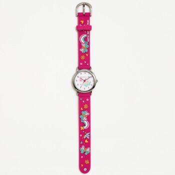 MONTRE FANTAISIE PAPILLON FUCHSIA 1