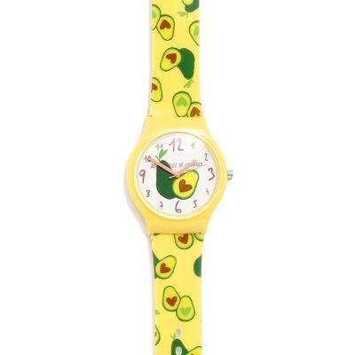 SMALL YELLOW FLIP WATCH AND AVOCADOS