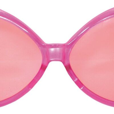 Brille mit rosa Rautenrahmen