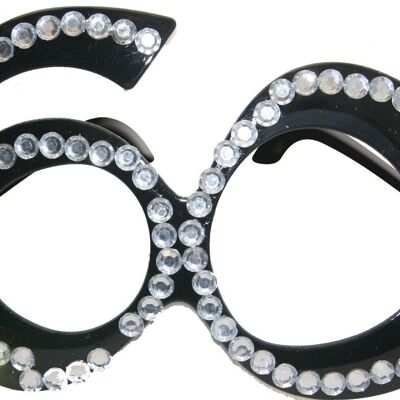 60 Jahre schwarze Brille mit Diamantrahmen