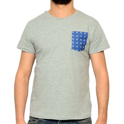 T-shirt Gris à poche "A pois"