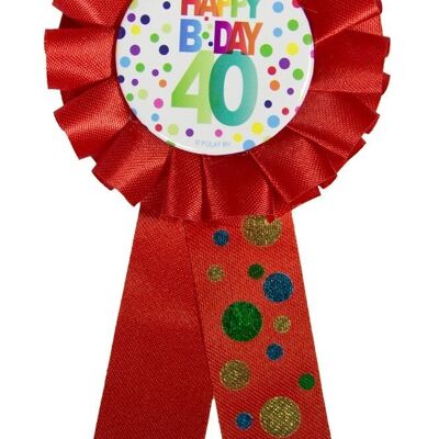 40 Years Happy Birthday Dots Rosette