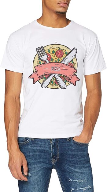 T-shirt Blanc Pizza Sauce Dallas 1