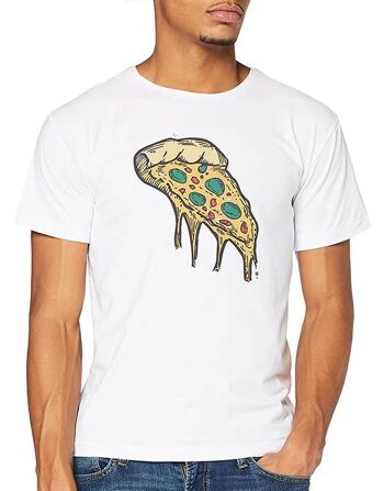 T-shirt Blanc Slice de Pizza 1