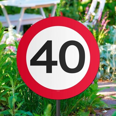 40 Years Road Sign Garden Sign 26x52cm
