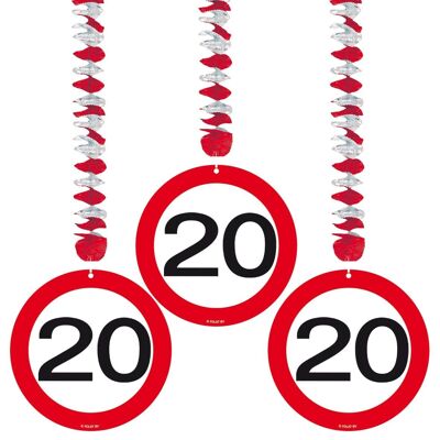 20 Years Traffic Sign Hanging Decoration - 3 Pieces