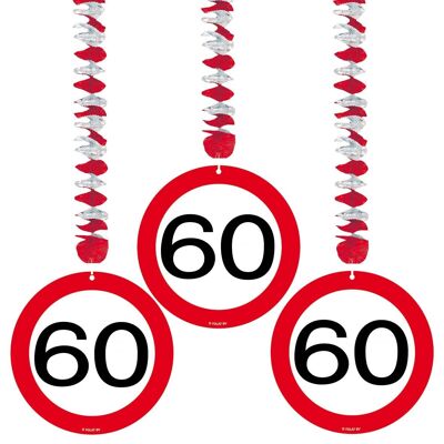 60 years traffic sign hanging decoration - 3 pieces