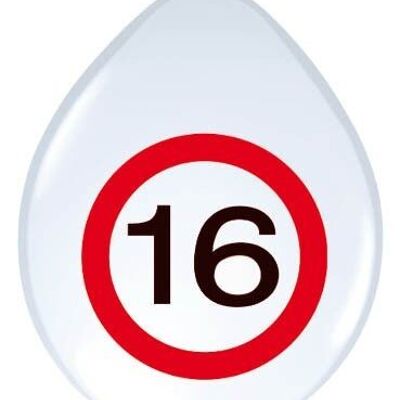 16 Years Traffic Sign Balloons - 8 pieces