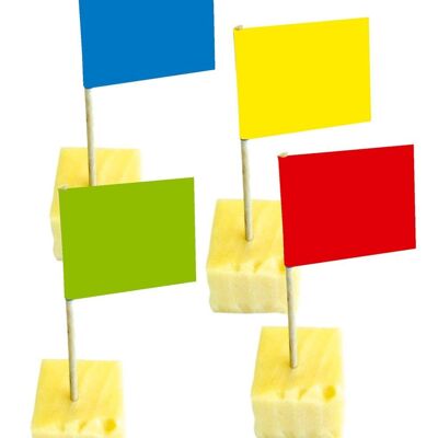 Picks multicolored flags plain - 50 pieces