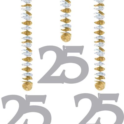 25 Years Silver Hanging Decoration - 3 pieces