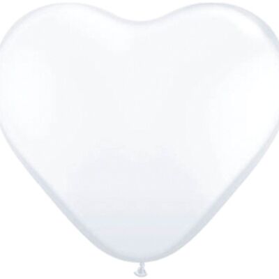 Ballons en forme de coeur blancs - 100 pièces