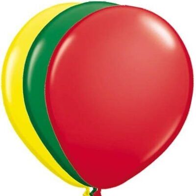 Ballons rouge-vert-jaune - 25 pièces