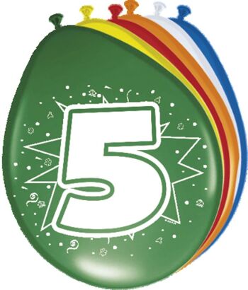 Ballons 5 Ans Multicolores - Paquet de 8 2