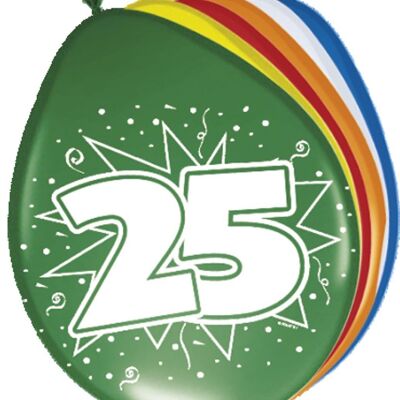 25 Años Globos 30cm 8 piezas