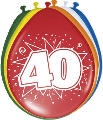 Ballons 40 ans Multicolore - 8 pièces 1