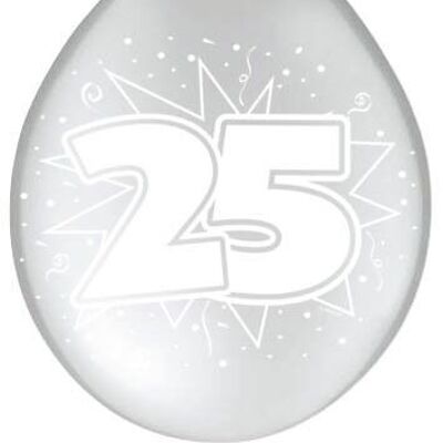 25 Jaar Zilveren Ballonnen - 8 stuks