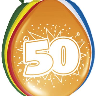 Ballons 50 ans Multicolore - 8 pièces