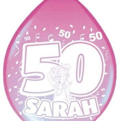 Palloncini Sarah 50 anni 30cm - 8 pezzi