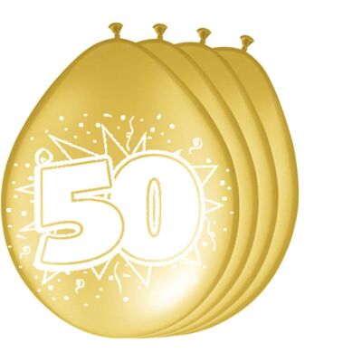 50 Years Gold Balloons - Pack of 8