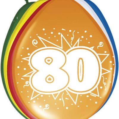 Ballons 80 ans Multicolore - 8 pièces
