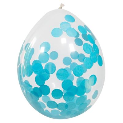 Balloons with Blue Confetti 30cm - 4 pieces