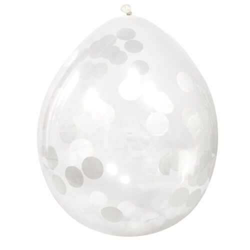 Ballonnen met Witte Confetti 30cm - 4 stuks