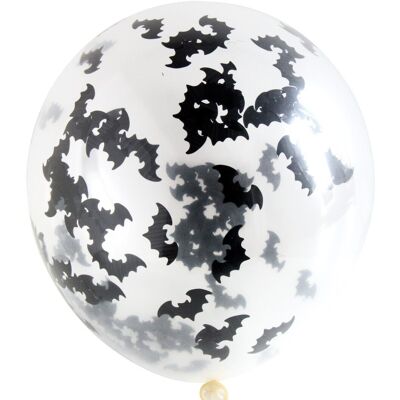 Ballons avec confettis chauve-souris 30cm - 4 pièces