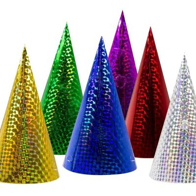 Chapeaux pointus prismatiques assortis - 6 pièces