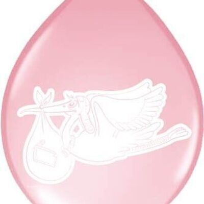 Pink Birth Balloons Stork - 8 pieces