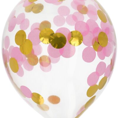 Balloons with Confetti Gold & Pink 30cm - 4 pieces