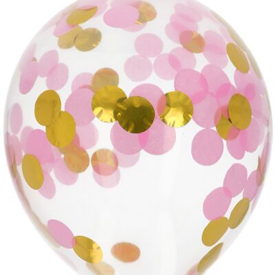 Ballonnen met Confetti Goud & Roze 30cm - 4 stuks