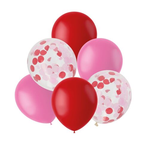 Ballonnen Mix Rood & Roze 30cm - 6 stuks
